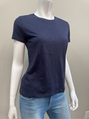 GOLDIE Navy Blue Slub Jersey Crewneck Short Sleeve Everyday Tee Size S